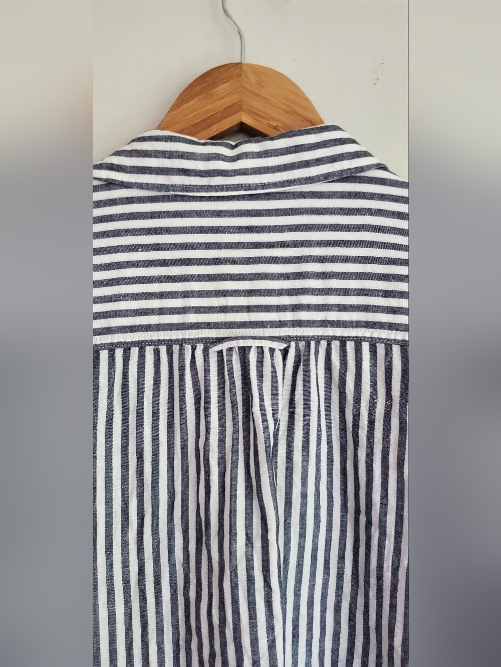J. Crew Navy and White Vertical Linen Striped Shirt Dress Size XL - Picture 9 of 11